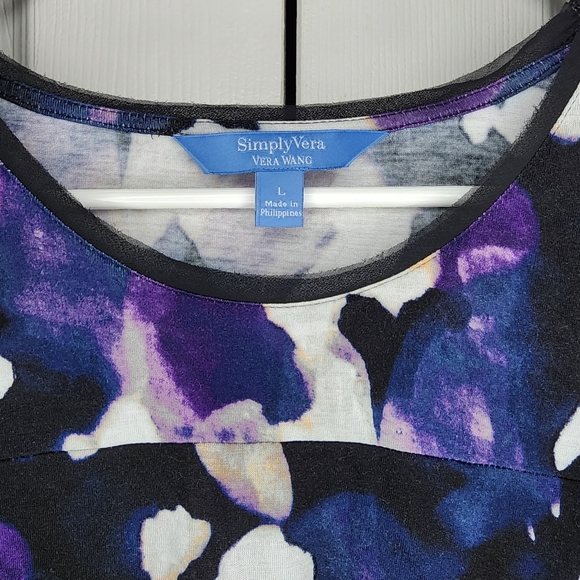 Vera Wang Abstract Floral Tank Top Sz L - Picture 2 of 11
